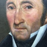 Signed painting, portrait of a gentleman with a book and an earring: 19th century