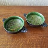 Duo of green cups with earthen pattern