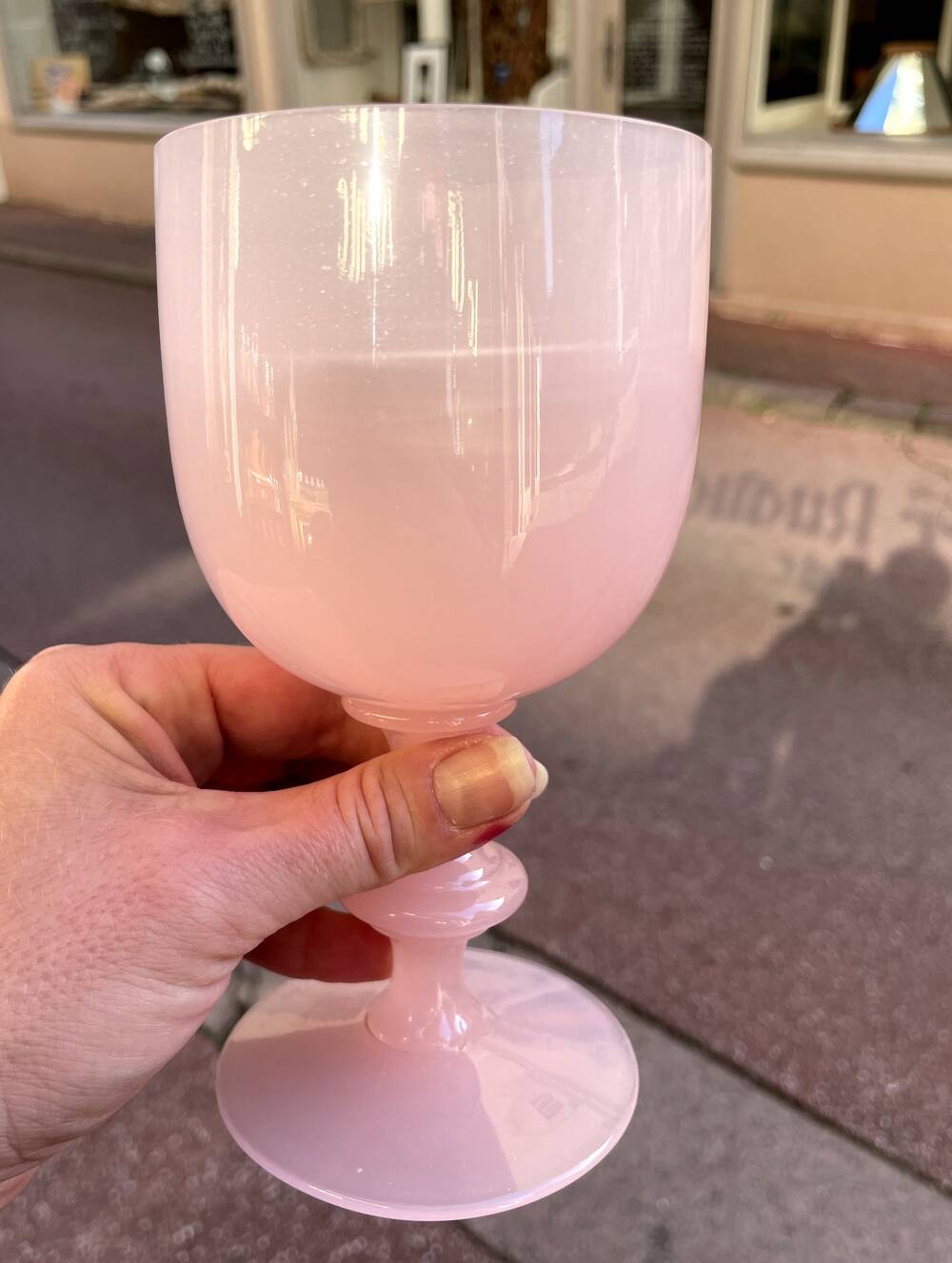 Pale pink opaline goblet glass