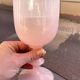 Verre a pied verre calice en opaline rose pâle