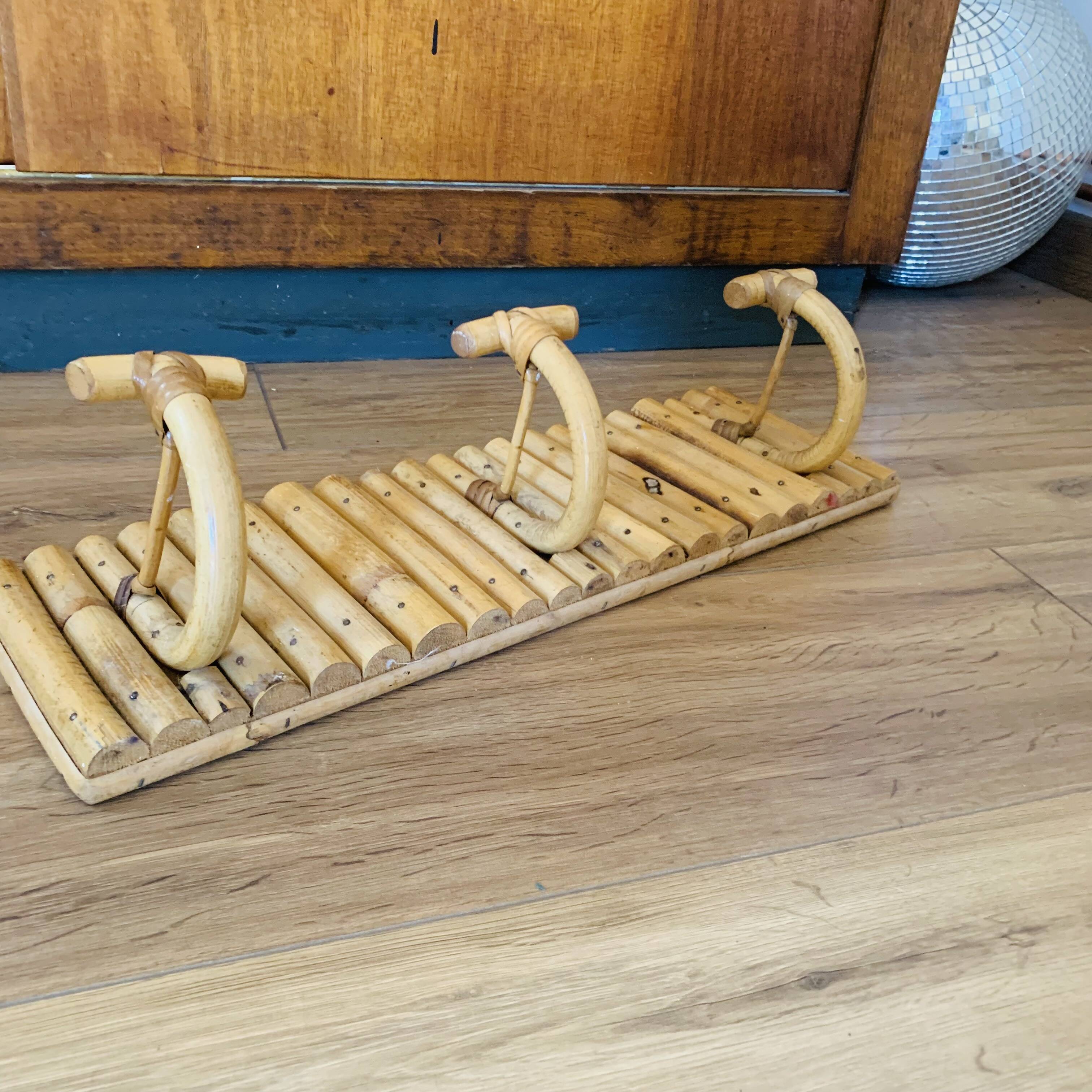 Vintage rattan coat rack