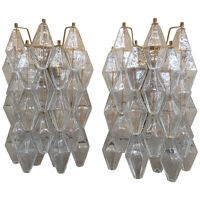 A pair of 2 Murano Glass "poliedri " wall sconce with a gold by SimoEng