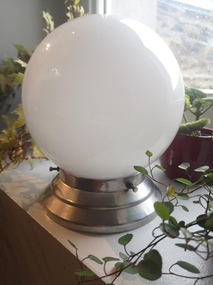 Old ceiling lamp/wall lamp white opaline globe Ø 15 cm Art Deco 1930 TBE