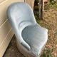 Sky blue velvet toad armchair