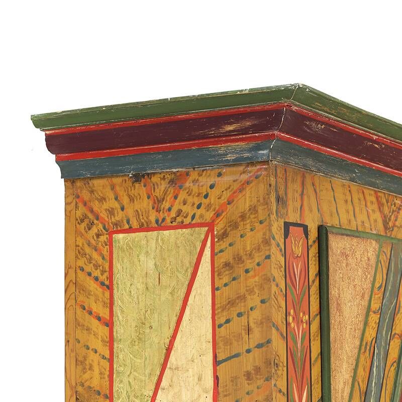 Rustic Farmhouse Antique Original Folk Art Painted Bridal Cabinet