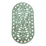 Dessous de plat ancien ovale en fonte émaillée vert