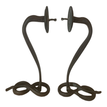 Paire d'appliques en bronze a décor d'un serpent XX siècle