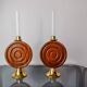 Pair of brutalist candlesticks by Ardisur, bronze and wood, Spain, 1970