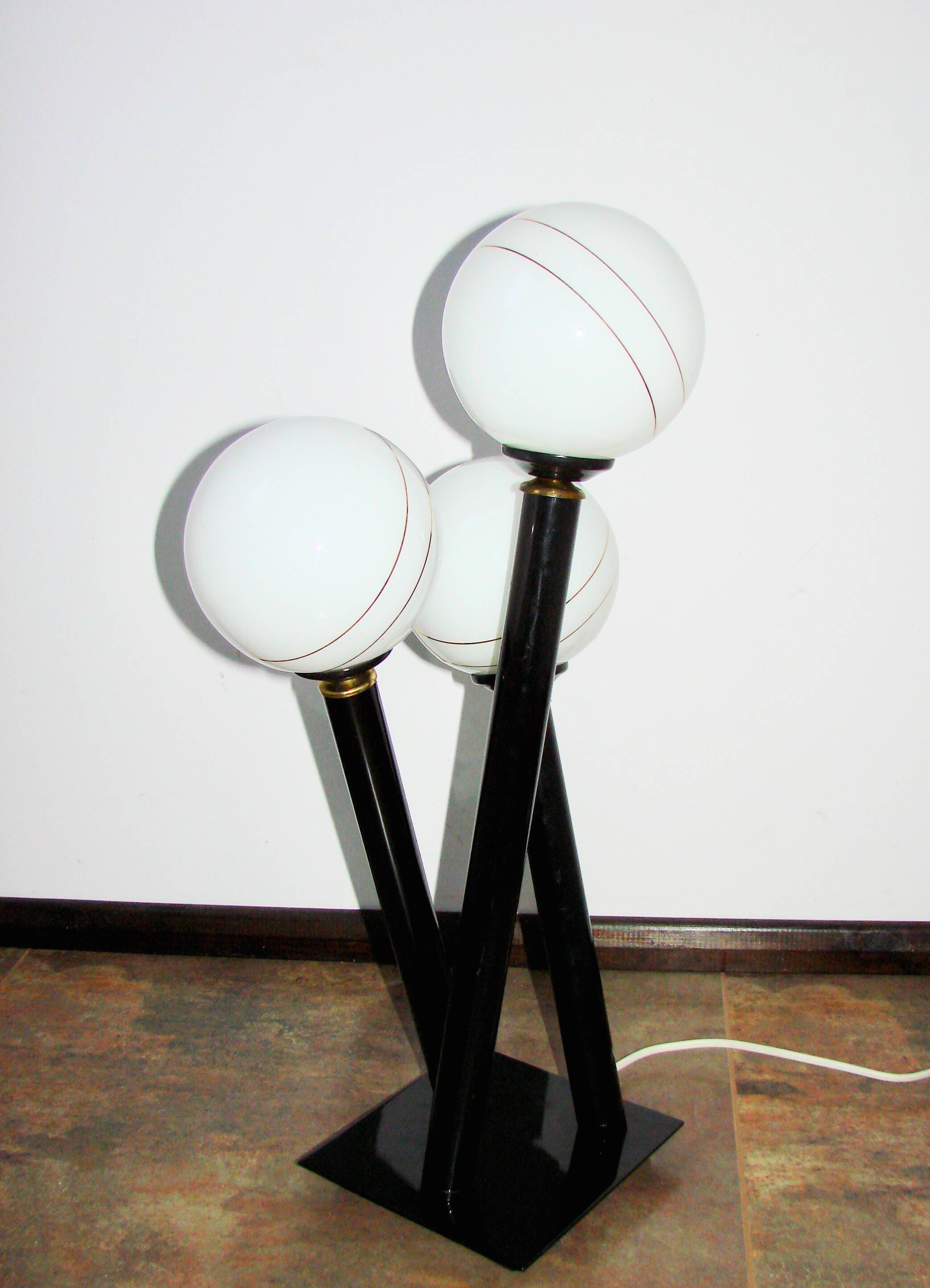 Modern floor lamp from the 1980s/1990s – metal and glass, 3 spheres
