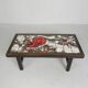 Square tile table from Vallauris, signed Dan with an image of a fantastic bird, 1960s.
