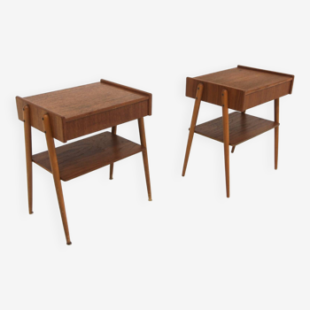 Set of 2 Scandinavian teak bedside tables, Carlström, Sweden, 1960