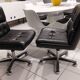 Pair of vintage Italian design leather office armchairs 1980