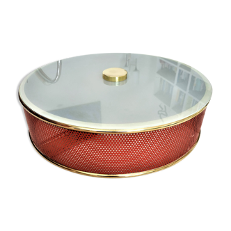 Plafonnier en métal perforé laqué rouge