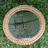 1960s woven straw mirror