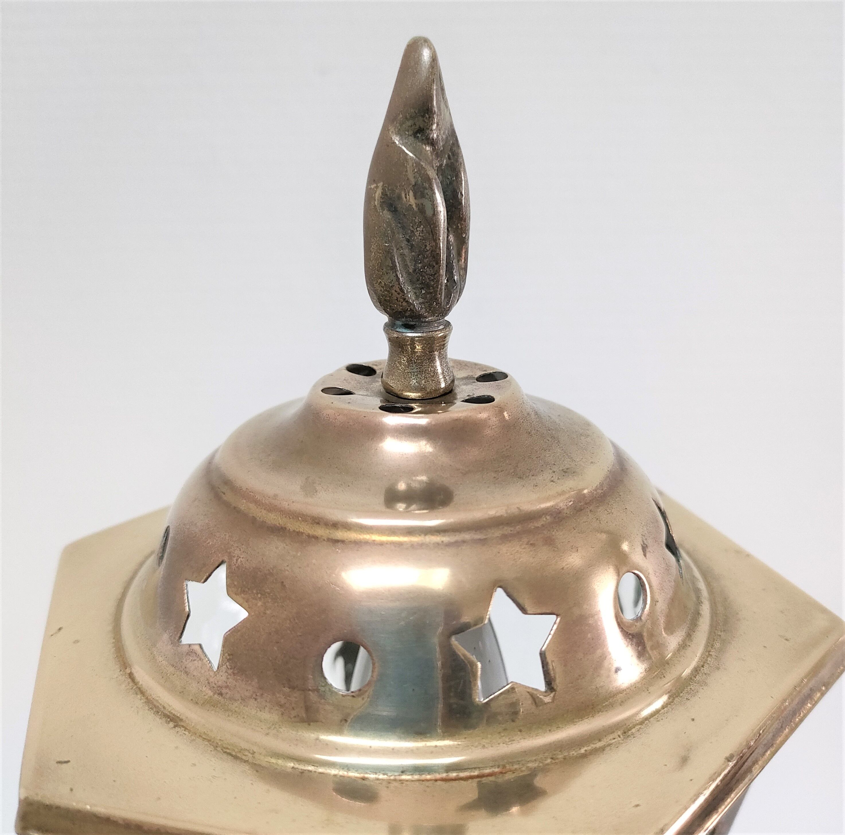 Lampe lanterne laiton et verre début XXème