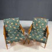 Pair of lounge armchairs mid century modern upholstered 1960s Czechoslovaki