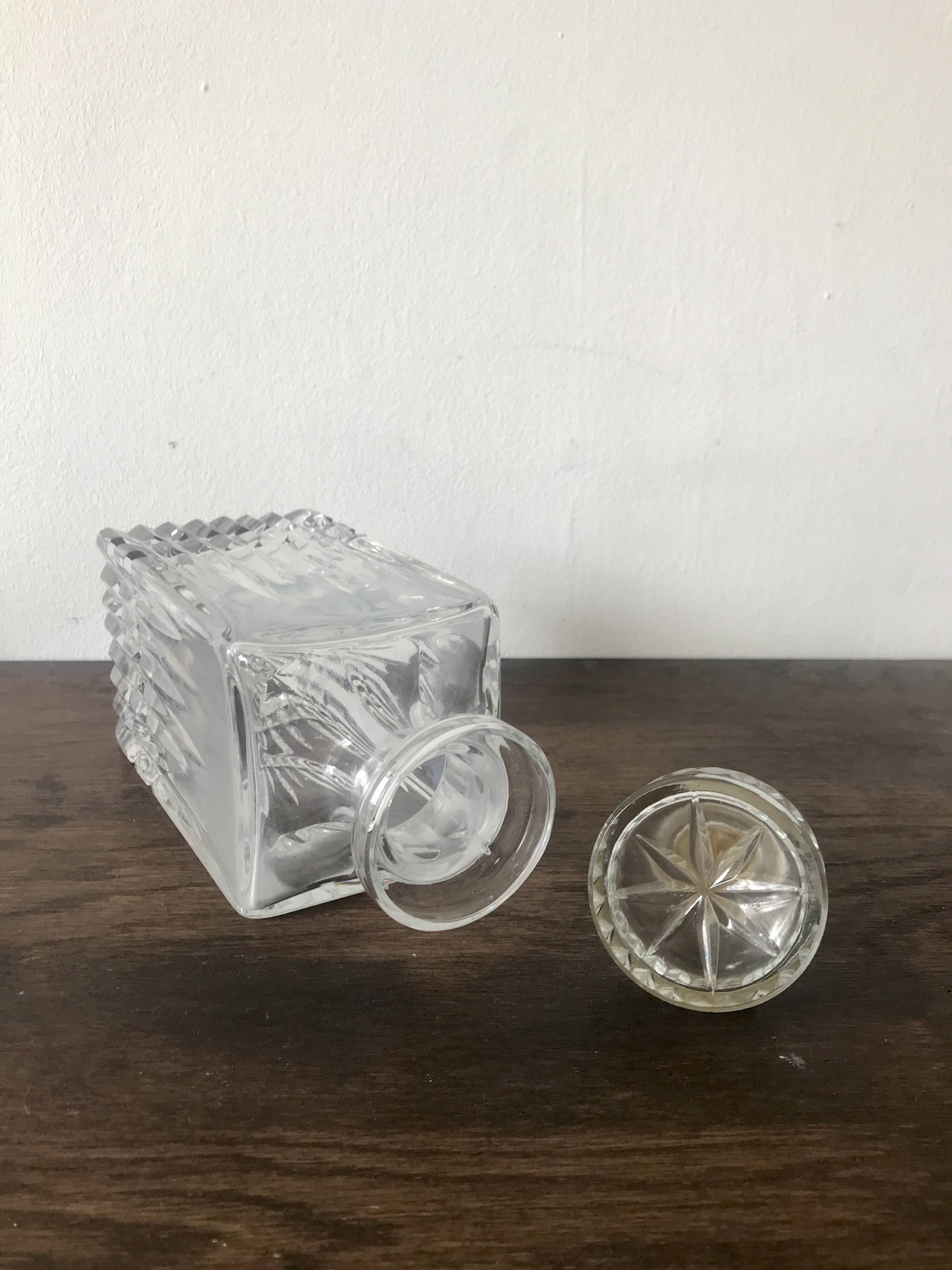 Crystal glass whiskey decanter