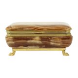 Vintage Italian Jewelry Box Alabaster Gold Lion Paws