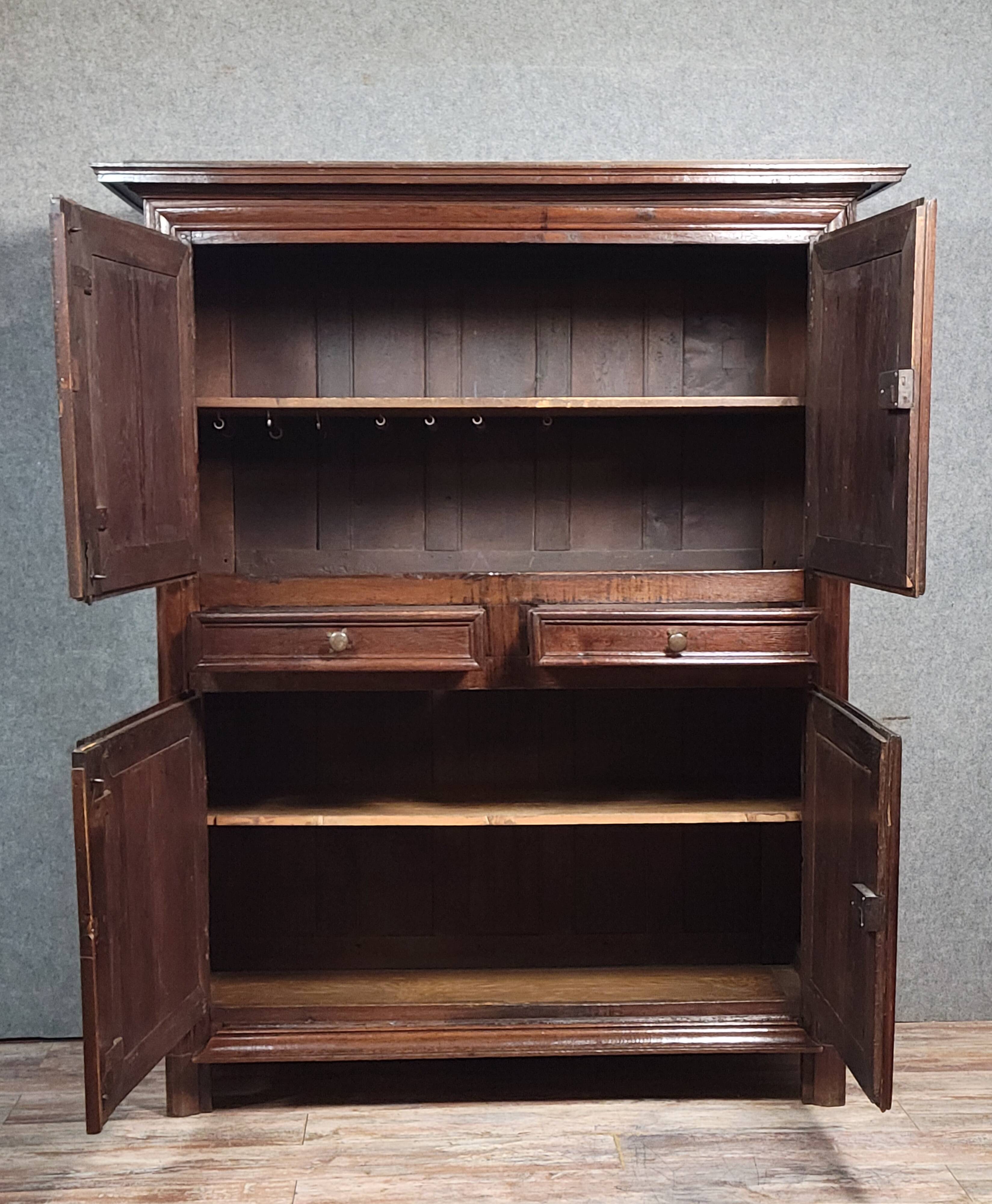 Louis XIII period four-door buffet in solid oak