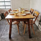 Table de ferme, en chêne massif, esprit chalet