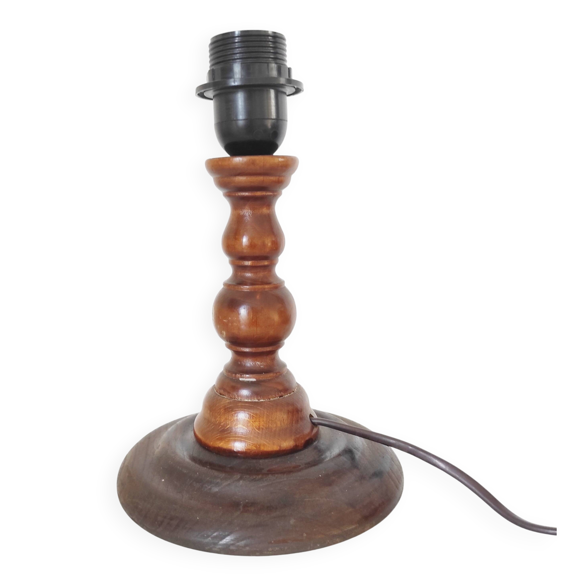 Turned wooden lamp base