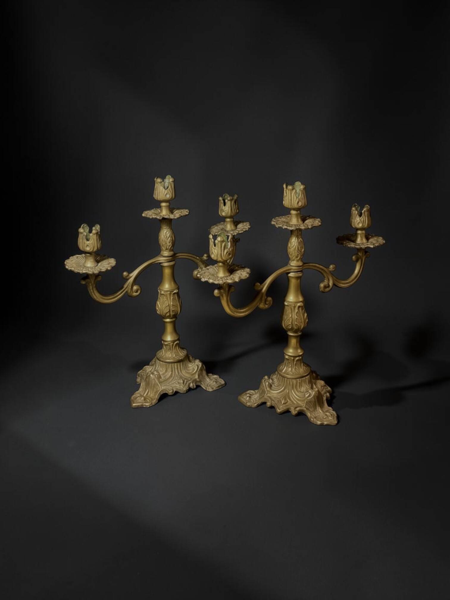 Pair of Napoleon III candelabra in brass, 19th century