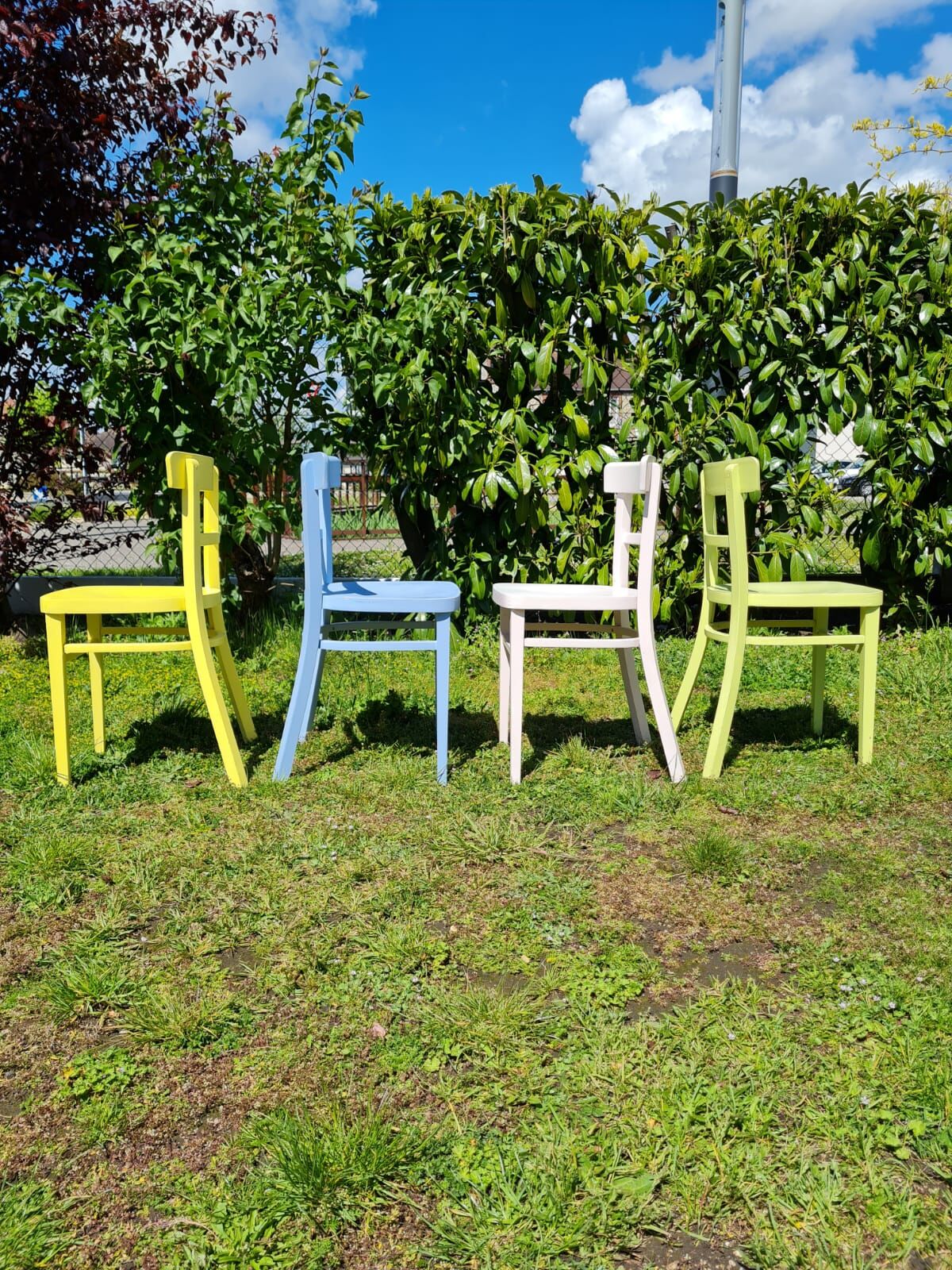 Série de 4 chaises Baumann en bois pastel