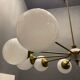 Opaline glass sputnik chandelier with 10 lights, 1960s