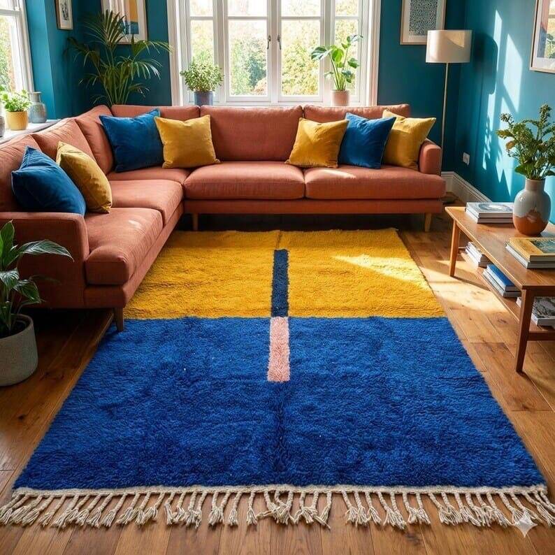 Natural wool handwoven carpet 150/250 cm