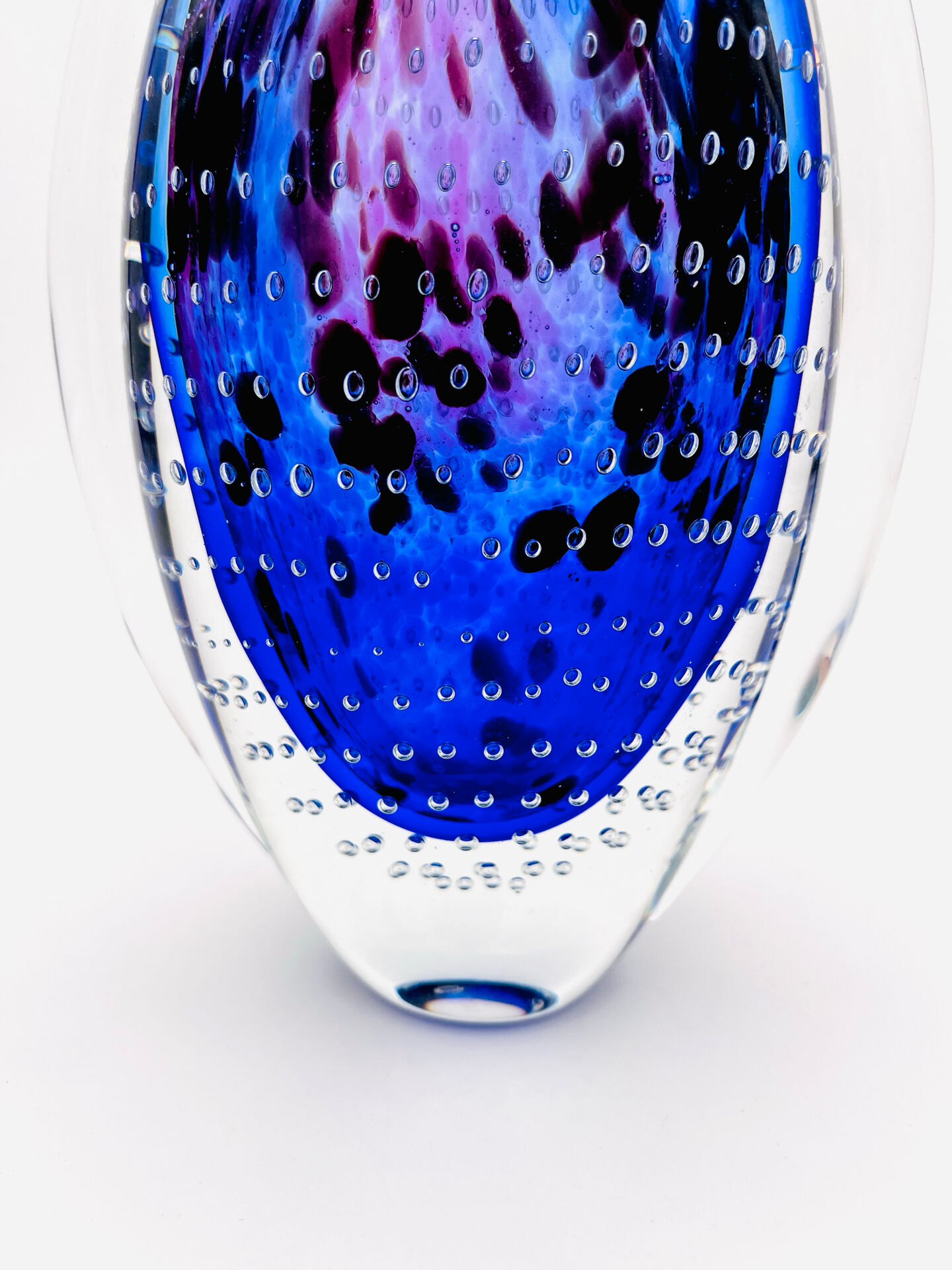 Murano Vase Sommerso Bullicante Cobalt Blue 1960s