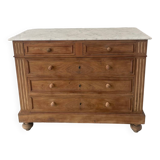Sandblasted chest of drawers with white marble top