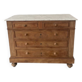 Sandblasted chest of drawers with white marble top