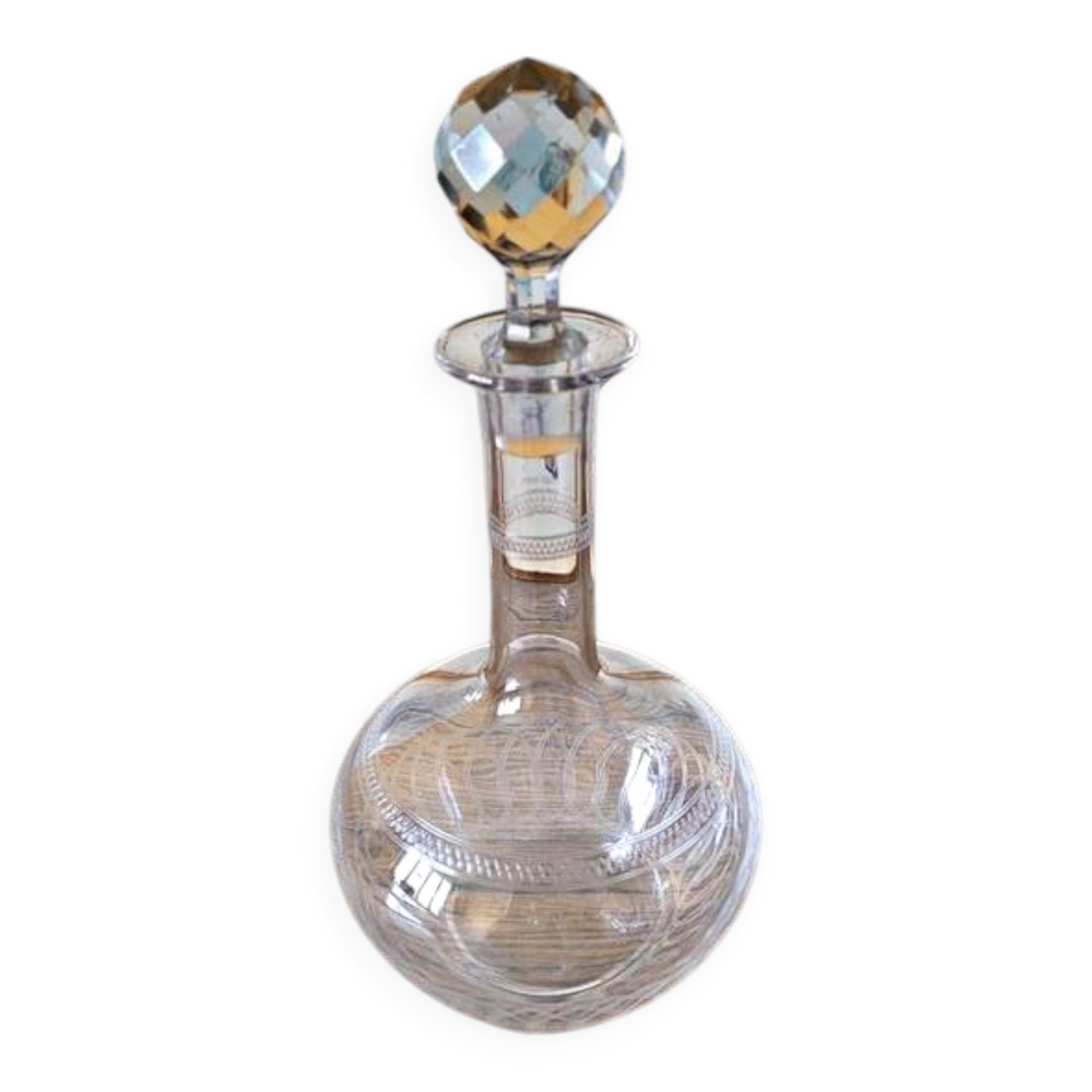 Guilloché crystal wine carafe (engraved) - early 1900s