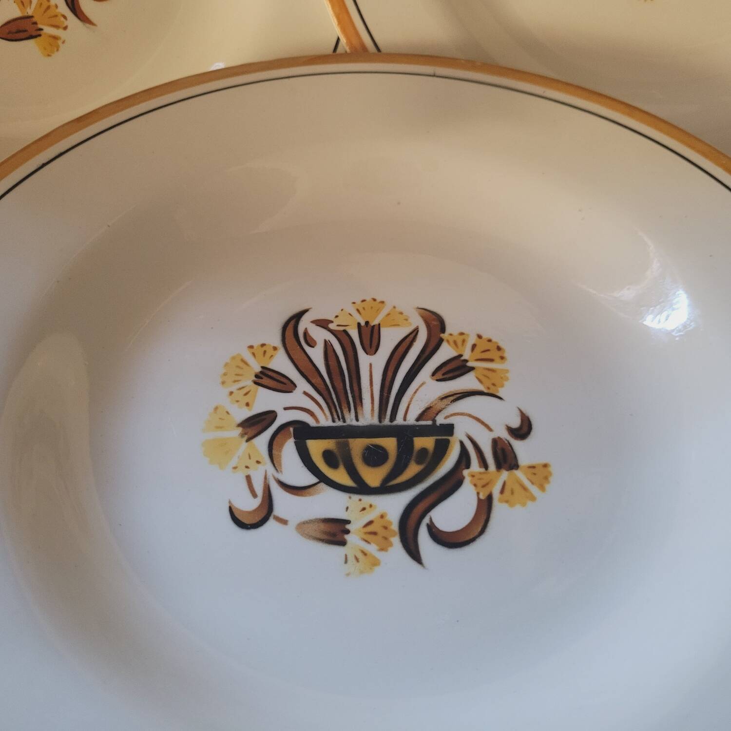 Creil and Montereau Art Deco soup plates