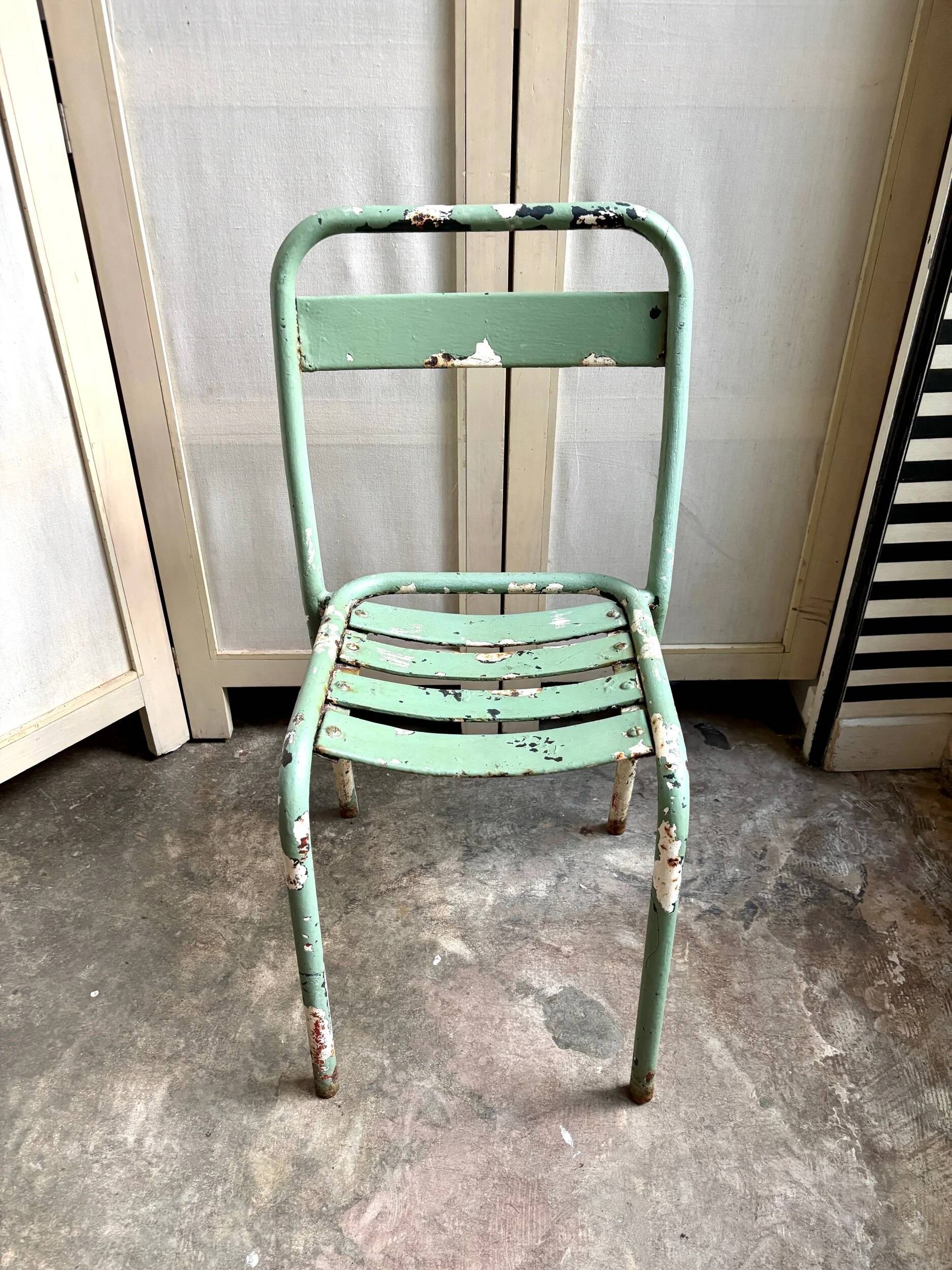 Tolix green metal garden chair no. 2