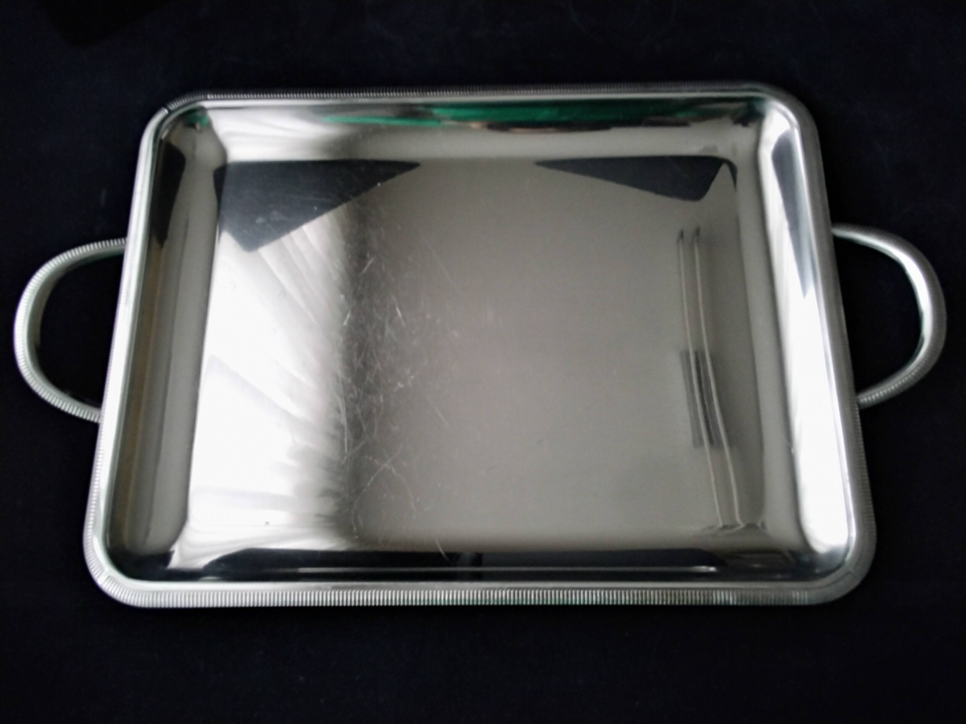 Stainless steel serving tray 39.5 x 30 cm