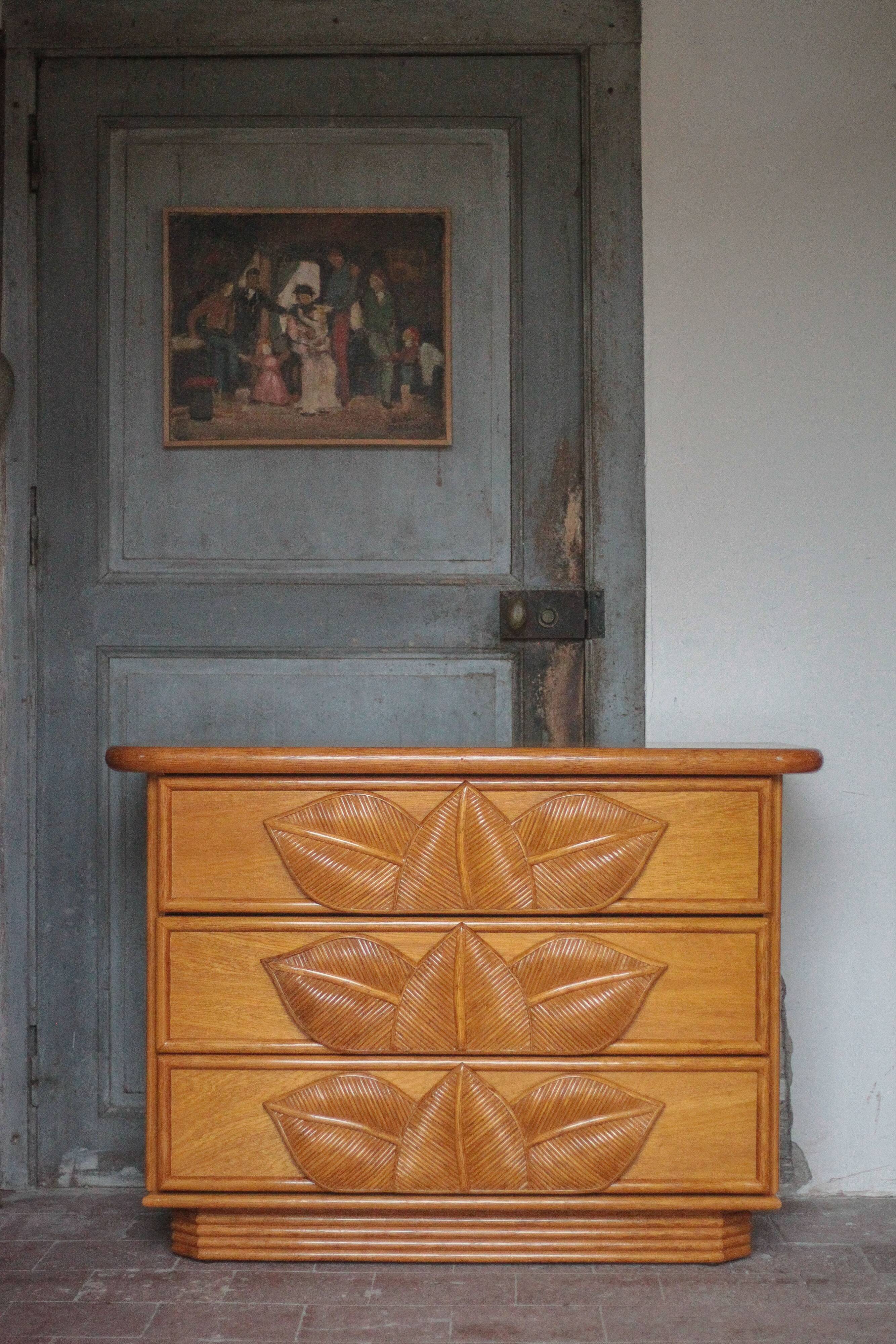 Vintage chest of drawers, Maugrion rattan chest of drawers for Roche Bobois