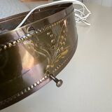 2 1930s ceiling lights in brass and frosted glass