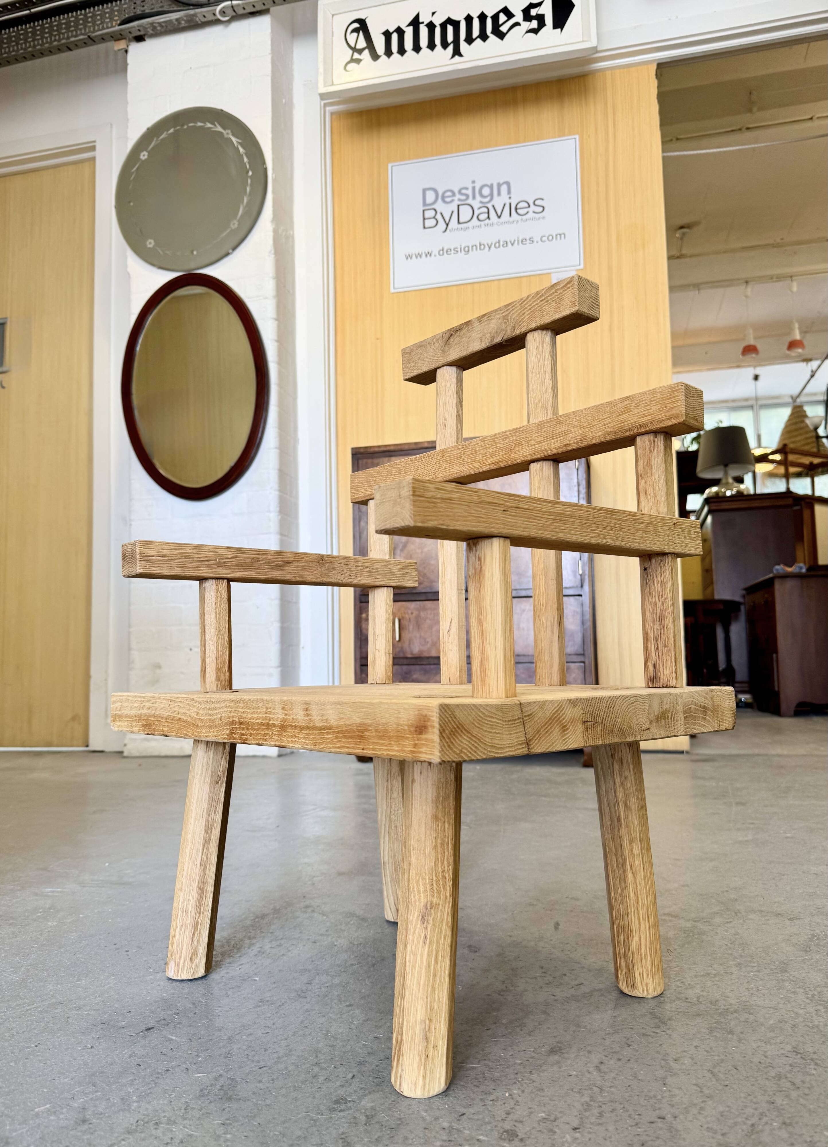Childs Primitive Wooden Armchair