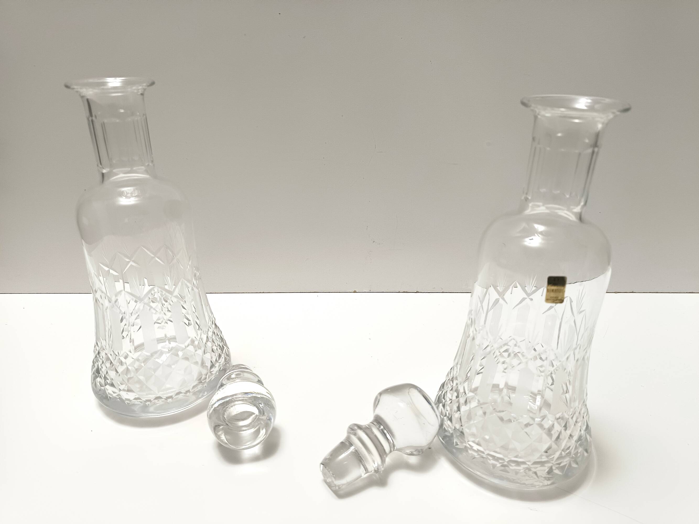 Pair of Transparent Crystal Decanter Bottles by Bleikristall, Germany
