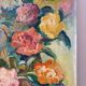 Roses, oil on panel signed Frigola 1965