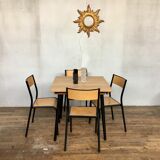 Vintage square table feet black compass tray solid beech