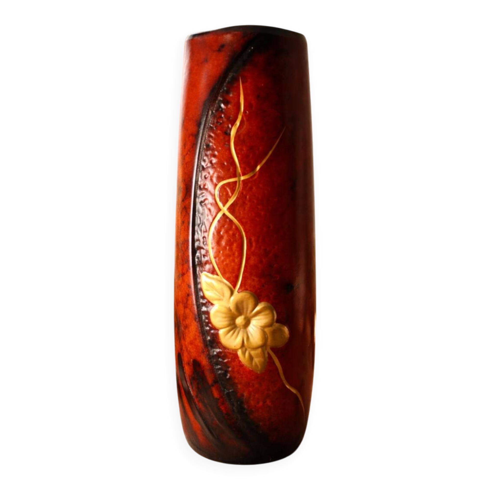 Roll vase attributed to the Montjoye Legras factory.