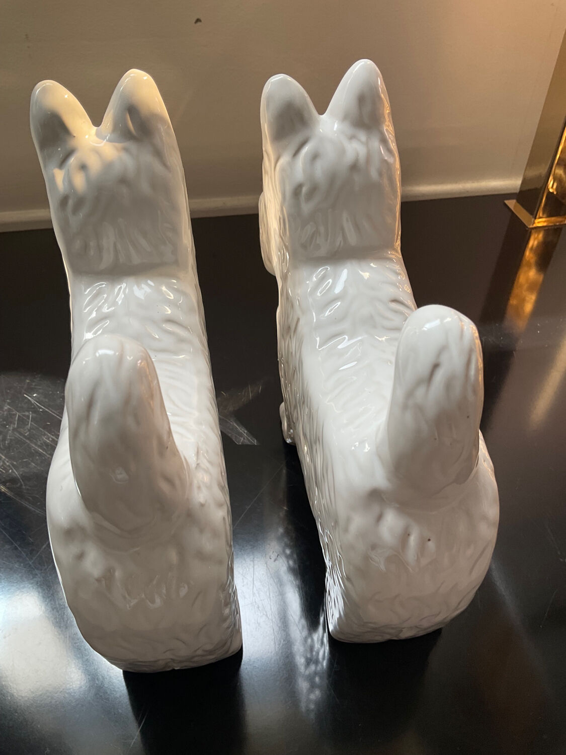 Pair of Scottish vintage bookends in glazed ceramic