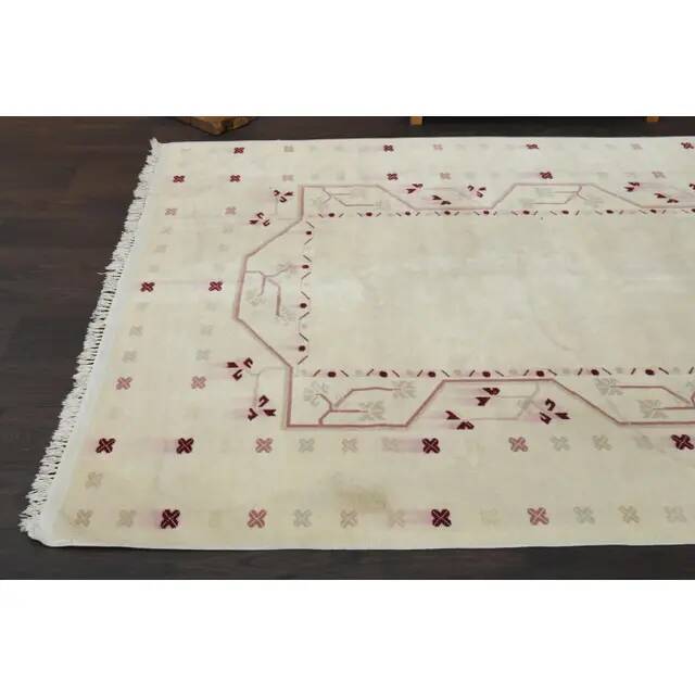 1970s vintage Turkish Oushak handmade wool cotton beige area rug 176x267
