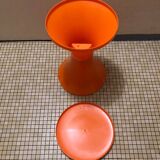 Vintage orange Tam Tam stool – Original stamp – 1970s