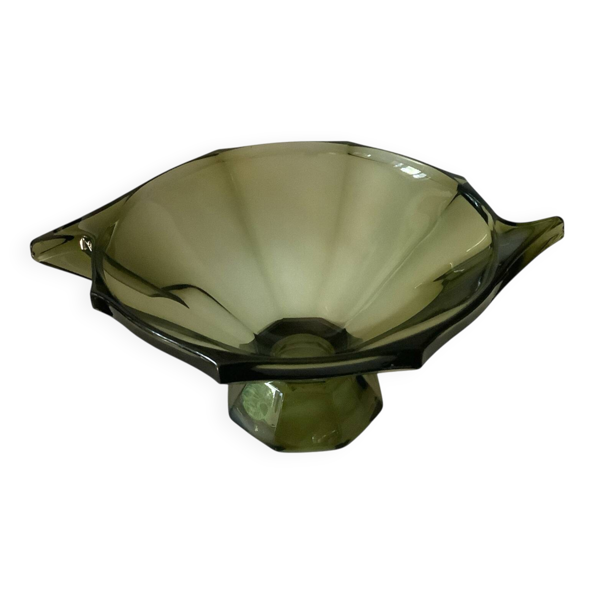 Vintage Art Deco style olive green glass cup