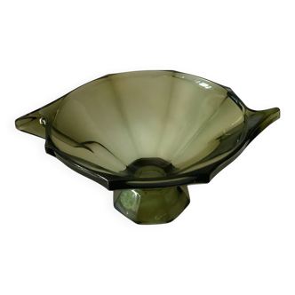 Vintage Art Deco style olive green glass cup