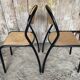 Paire Chaise Ancienne Écolier Style MULLCA Métal Noir + Bois Vintage #