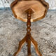 Guéridon Ancien Table Appoint Tripode Bois +  Plateau Marqueterie Vint